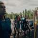 Homelander surveying what the Boys have done as the rest of the Seven confront the Deep.